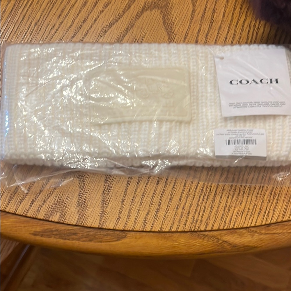 Coach White Knit Headband